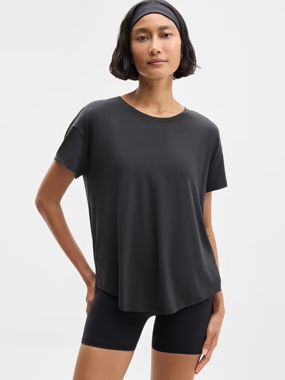 Athleta Relaxed Short-Sleeve Crew Tee - Black